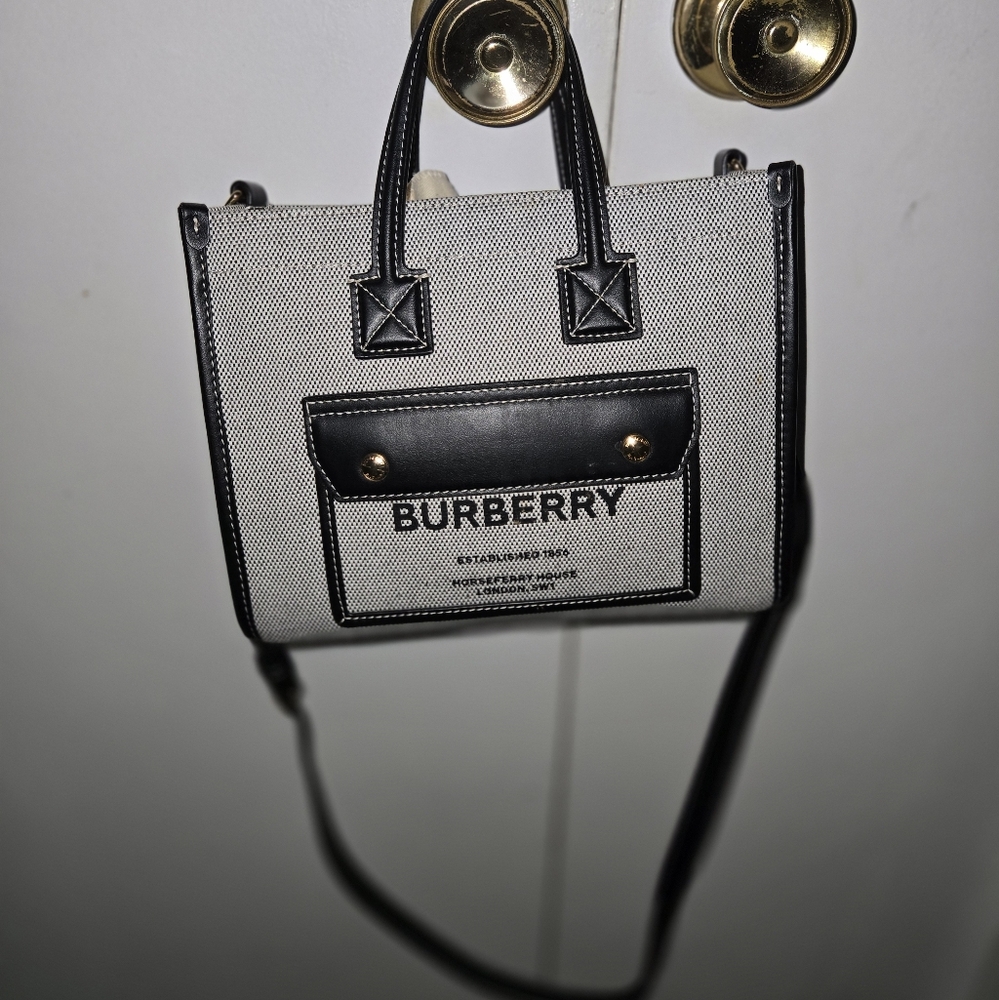 Burberry Grey and Black Cream Interior Tote